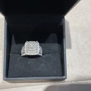3CT 10K White Gold Multi-Stone Diamond Engagement